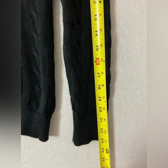 Lauren Ralph Lauren classic black Cable Knit V-neck Collar Sweater Sz PXS - Picture 7 of 9